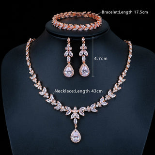 Luxury Brilliant Cubic Zirconia Necklace Set Earrings Rings Women