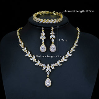 Luxury Brilliant Cubic Zirconia Necklace Set Earrings Rings Women