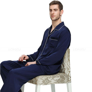 Long Sleeve Silk Satin Pajamas Set