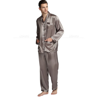 Long Sleeve Silk Satin Pajamas Set