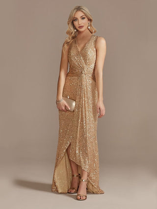 Luxury Floor Length V-Neck Evening Dress
