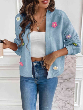 Floral Long Sleeve Open Front Cardigan  (Available in USA only)